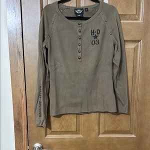 Harley-Davidson Army Green Long Sleeve Top - see description